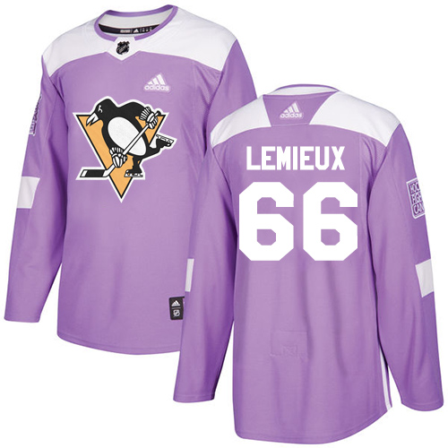 Adidas Penguins #66 Mario Lemieux Purple Authentic Fights Cancer Stitched Youth NHL Jersey
